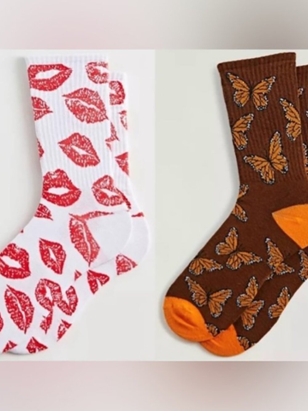 UO Crew Sock Bundle- Butterfly Lipstick Kiss